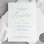 Gold Baptism Invitation Template, Free Demo Available, 5X7, Editable Pertaining To Blank Christening Invitation Templates
