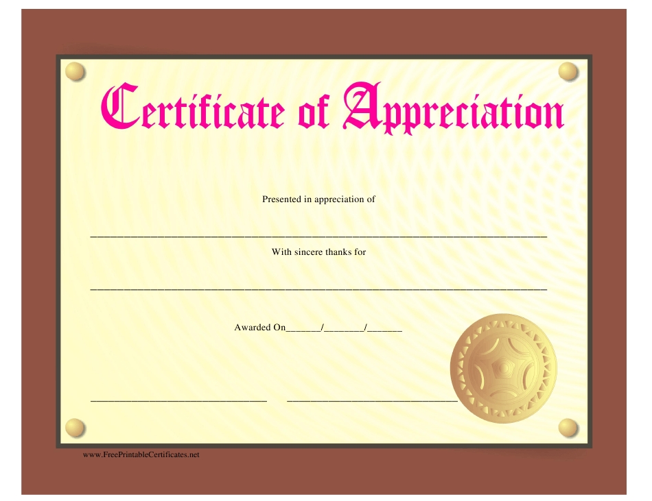 Golden Certificate Of Appreciation Template Download Printable Pdf With Regard To Free Certificate Of Appreciation Template Downloads