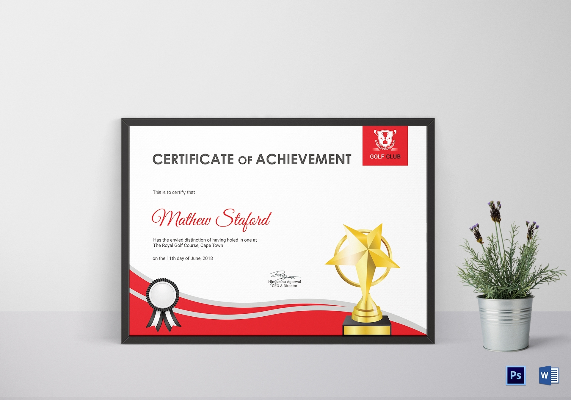 Golf Achievement Certificate Design Template In Psd, Word within Golf Certificate Template Free