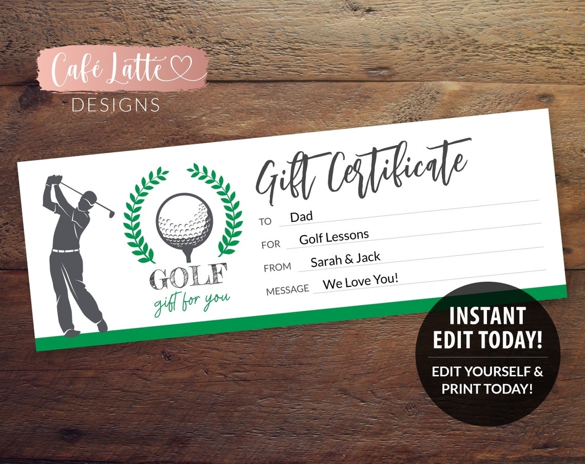Golf Gift Certificate Editable Template Printable | Etsy With Regard To Golf Gift Certificate Template
