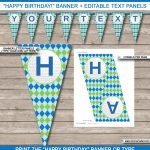 Golf Party Banner Template | Happy Birthday Banner | Editable Bunting Inside Free Happy Birthday Banner Templates Download