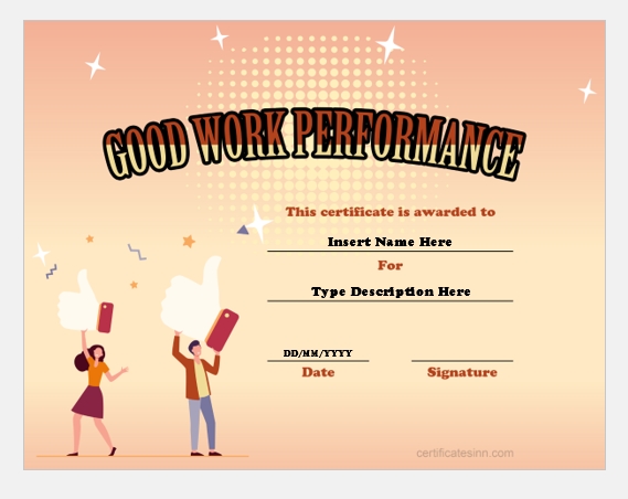 Good Work Performance Certificate Templates For Word | Free Within Free Certificate Templates For Word 2007