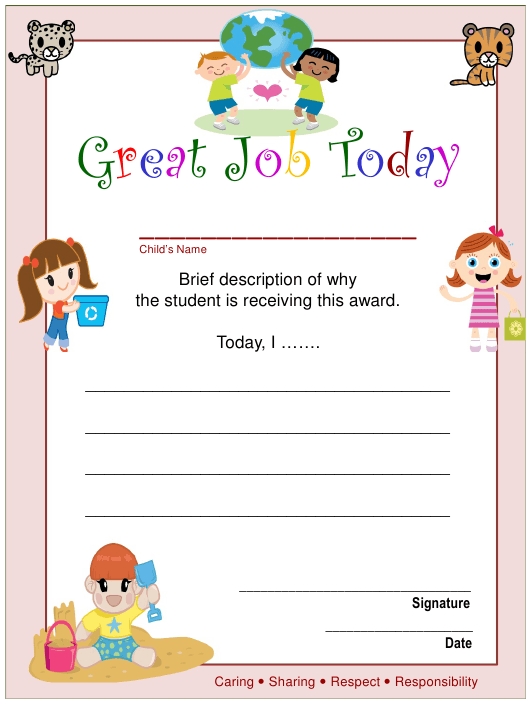 Great Job Certificate Template For Kids Download Printable Pdf Intended For Good Job Certificate Template