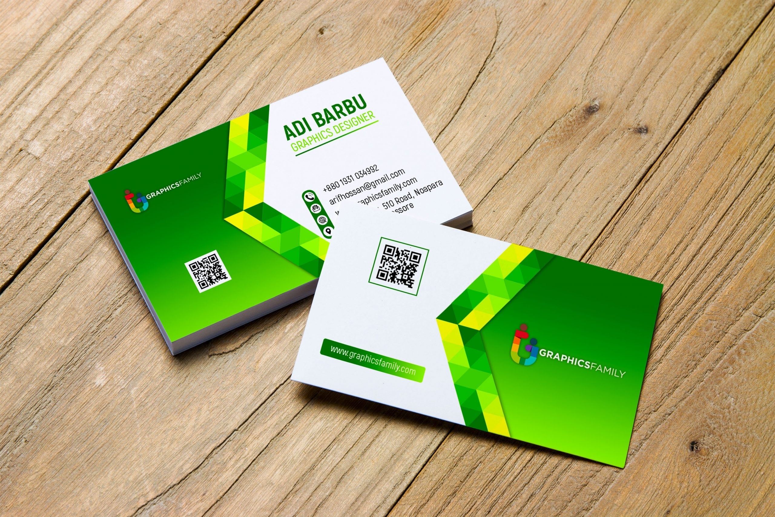 Green Abstract Business Card Free Psd Template - Graphicsfamily with regard to Psd Visiting Card Templates
