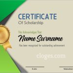 Green Word Certificate Of Scholarship Template Regarding Scholarship Certificate Template Word