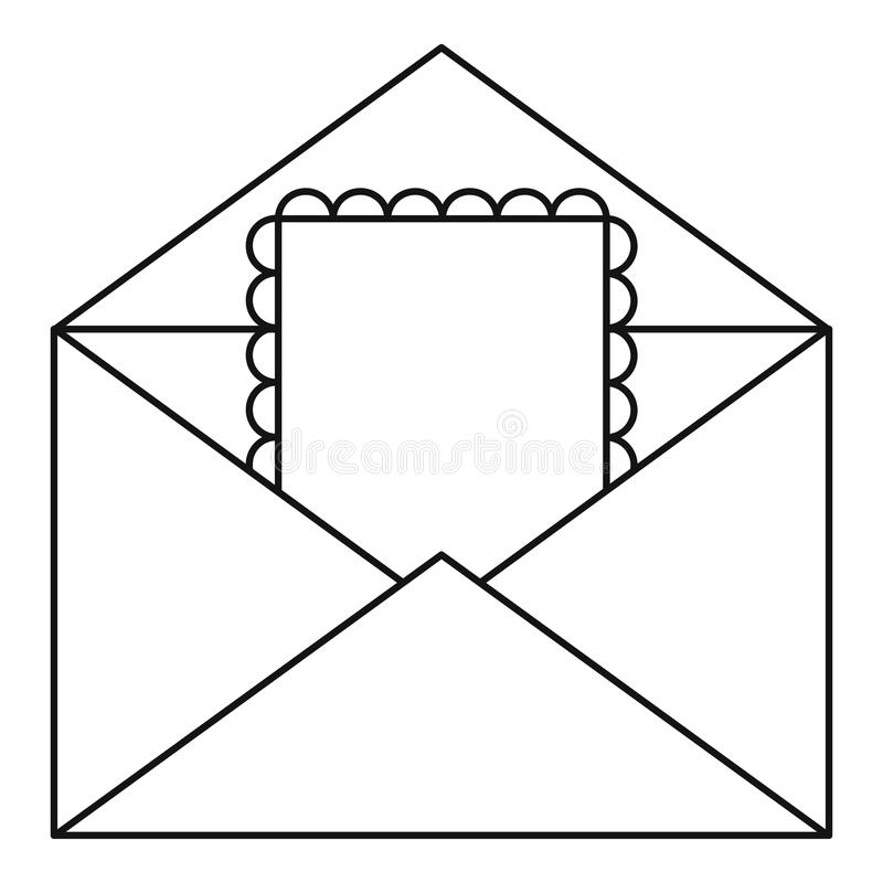 Greeting Card In Envelope Icon, Outline Style Stock Vector Within Small Greeting Card Template