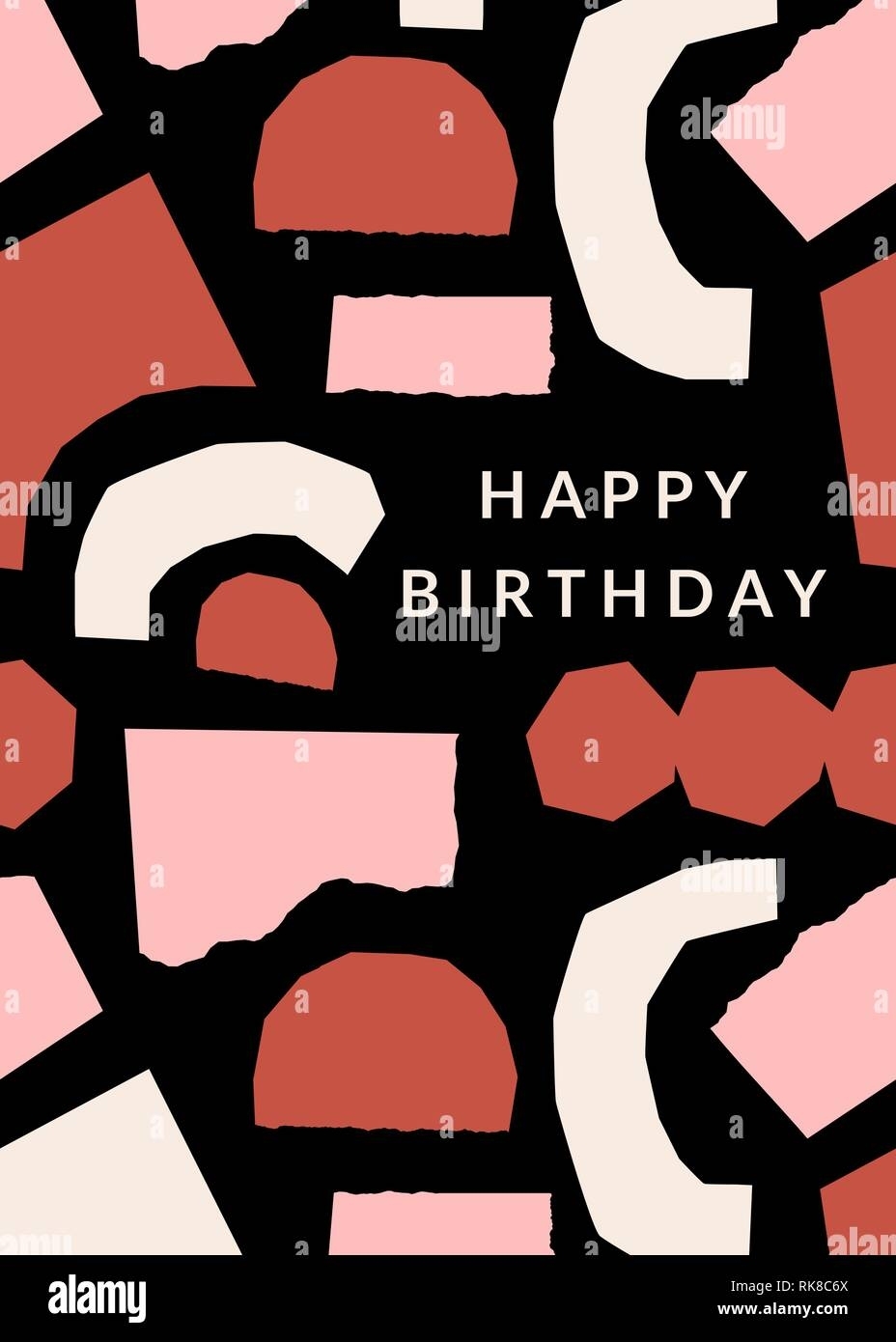 Greeting Card Template With Paper Cut Shapes In Cream, Pastel Pink And Regarding Birthday Card Collage Template