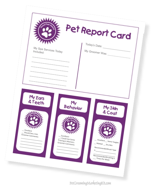 Groomer Pet Report Cards With Dog Grooming Record Card Template