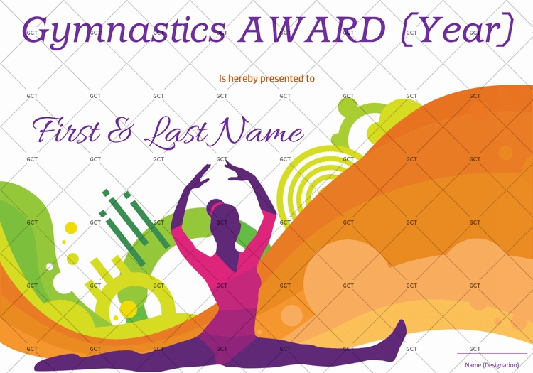 Gymnastic Award Certificate – White And Green Border – Gct Pertaining To Gymnastics Certificate Template