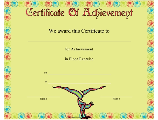 Gymnastics Floor Exercise Certificate Of Achievement Template Download With Regard To Gymnastics Certificate Template