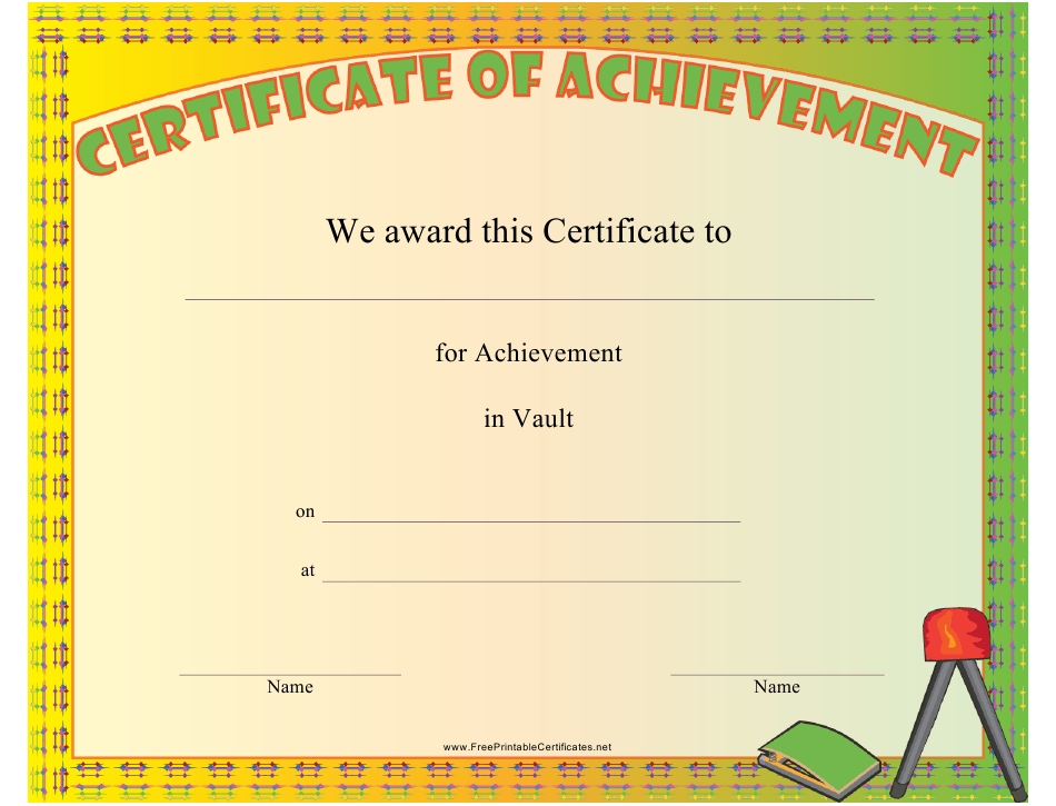 Gymnastics Vault Certificate Of Achievement Template Download Printable Pertaining To Gymnastics Certificate Template