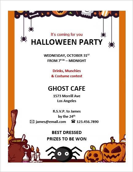 Halloween Invitation, Letterhead & Card Templates - Ms Word Throughout Free Halloween Templates For Word