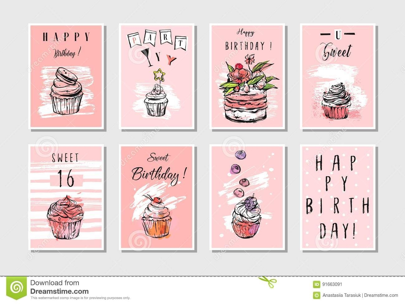 Hand Made Vector Abstract Textured Unusual Artistic Collage Happy With Regard To Birthday Card Collage Template