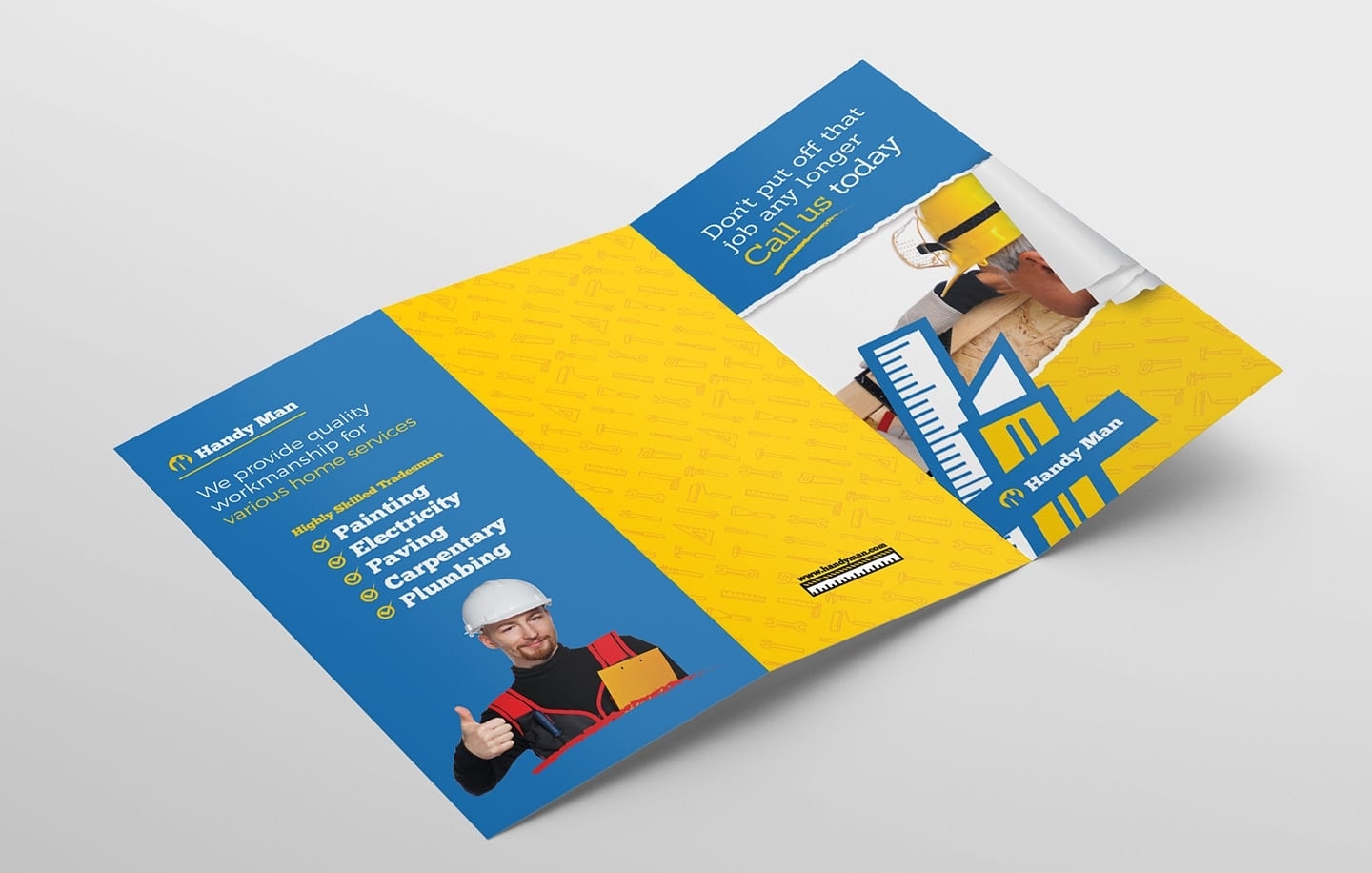 Handyman Tri Fold Brochure Template In Psd, Ai & Vector – Brandpacks Inside Tri Fold Brochure Ai Template