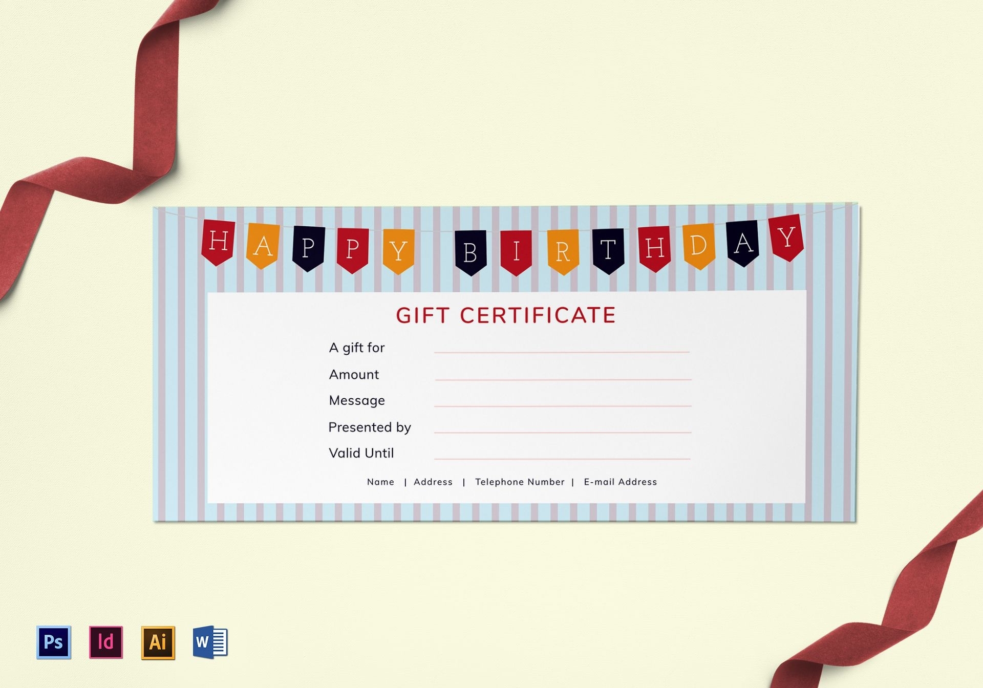 Happy Birthday Gift Certificate Design Template In Psd, Word Pertaining To Indesign Gift Certificate Template