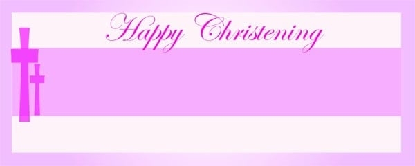 Happy Christening Pink And White Cross Small Personalised Banner - 4Ft Regarding Christening Banner Template Free