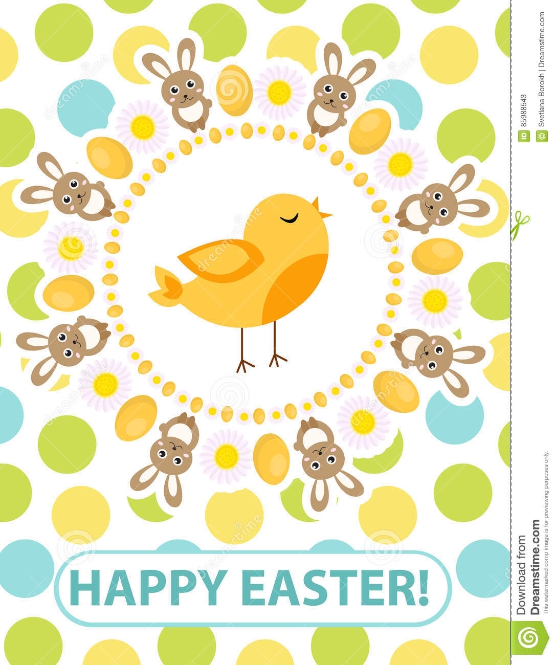 Happy Easter Greeting Card, Flyer, Poster With Yellow Chick. Spring Inside Easter Chick Card Template