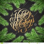 Happy Holidays Hand Drawn Golden Quote Calligraphy For Winter New Year Pertaining To Happy Holidays Card Template