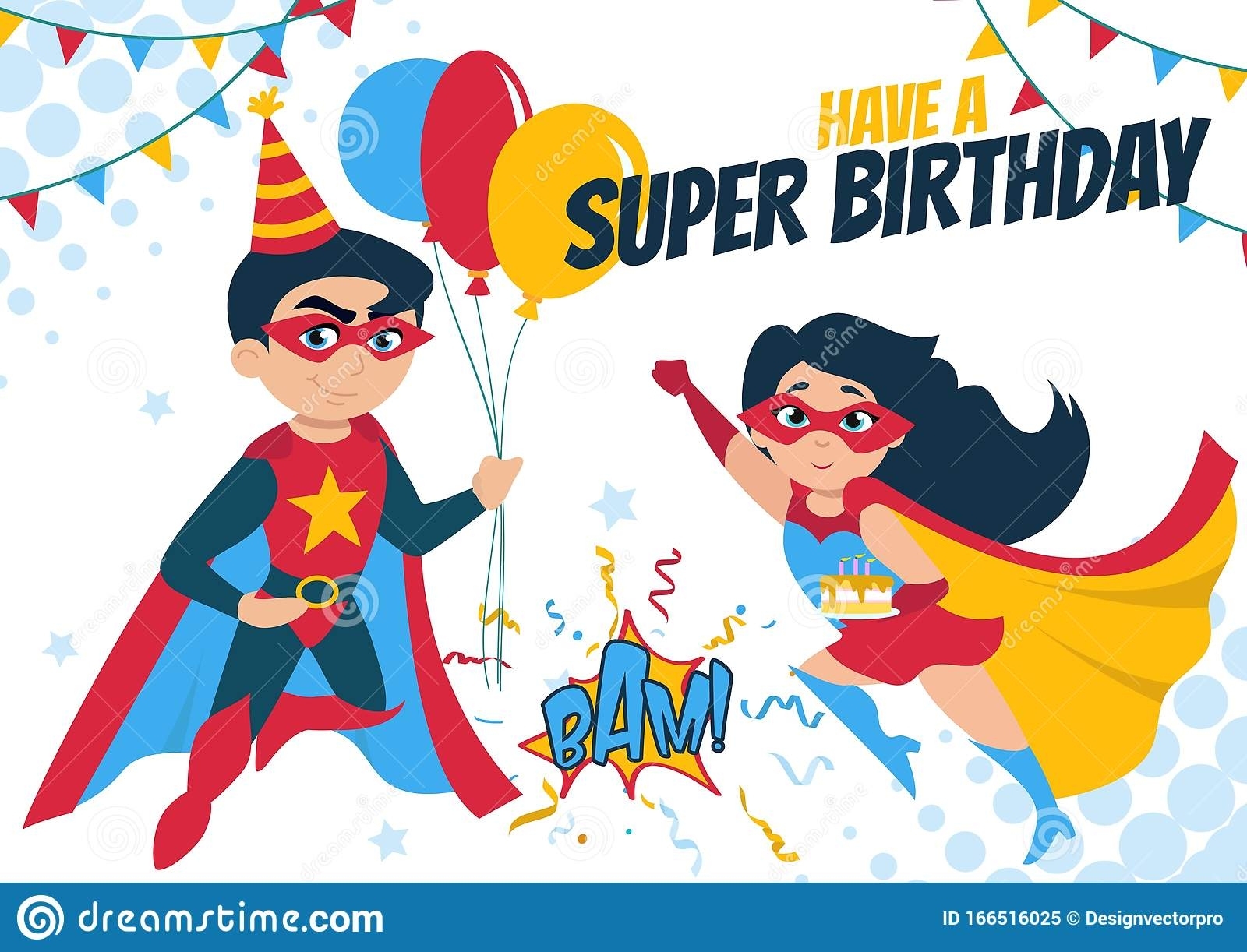 Have A Super Birthday Greeting Card Design Stock Vector - Illustration With Regard To Superhero Birthday Card Template