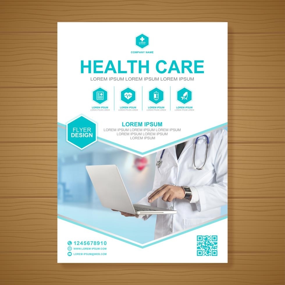 Healthcare Cover A4 Template Design And Flat Icons For A Report And Regarding Medical Office Brochure Templates