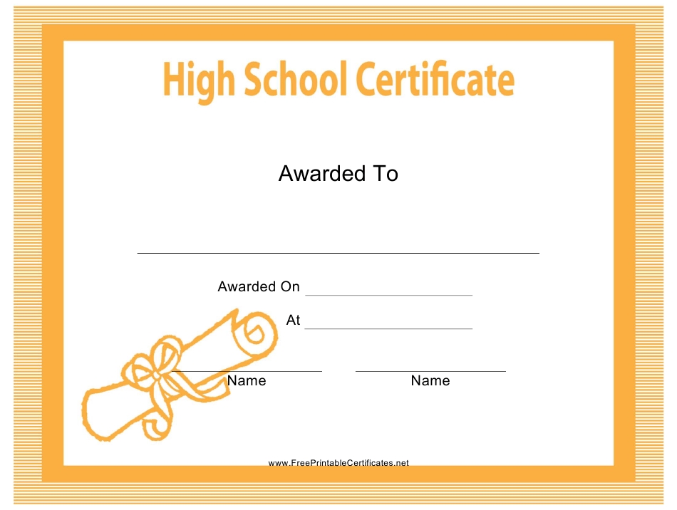 High School Certificate Template Download Printable Pdf | Templateroller With Regard To School Certificate Templates Free