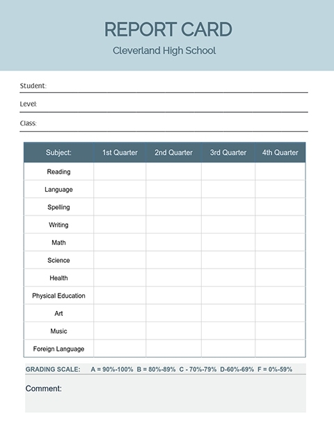 High School Report Card Template | Visme Within High School Student Report Card Template