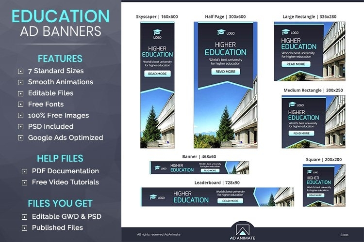 Higher Education Animated Banner Ad Template - Ei001 (131944) | Flyers intended for Animated Banner Templates