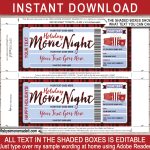 Holiday Family Movie Night Ticket Template | Gift Voucher, Certificate with Movie Gift Certificate Template