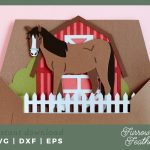 Horse Barn Pop Up Box Card Template 3D Papercut Svg Card Cut | Etsy With Regard To Pop Up Box Card Template