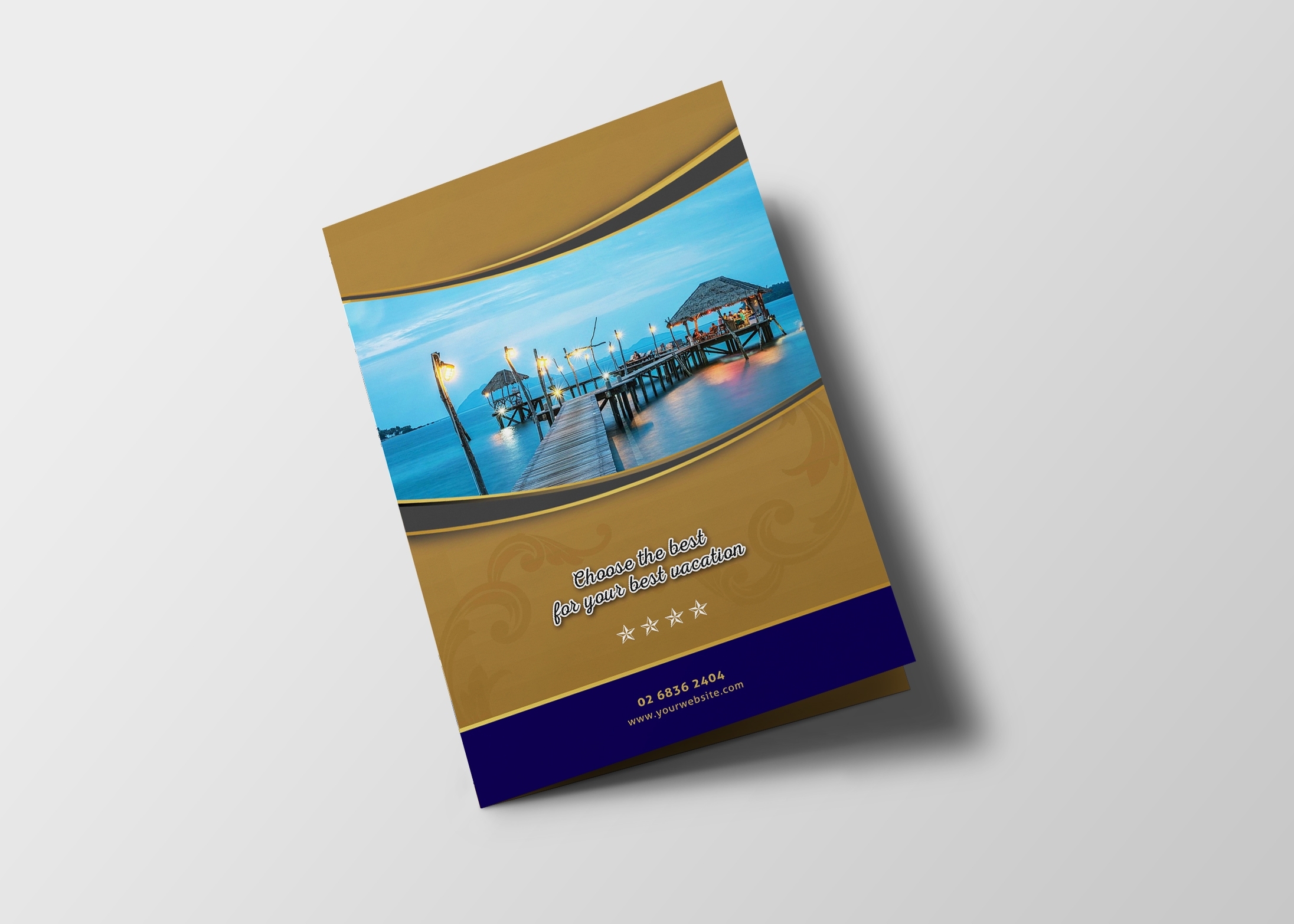 Hotel Resort Bi Fold Brochure Design Template – 99Effects Regarding Hotel Brochure Design Templates