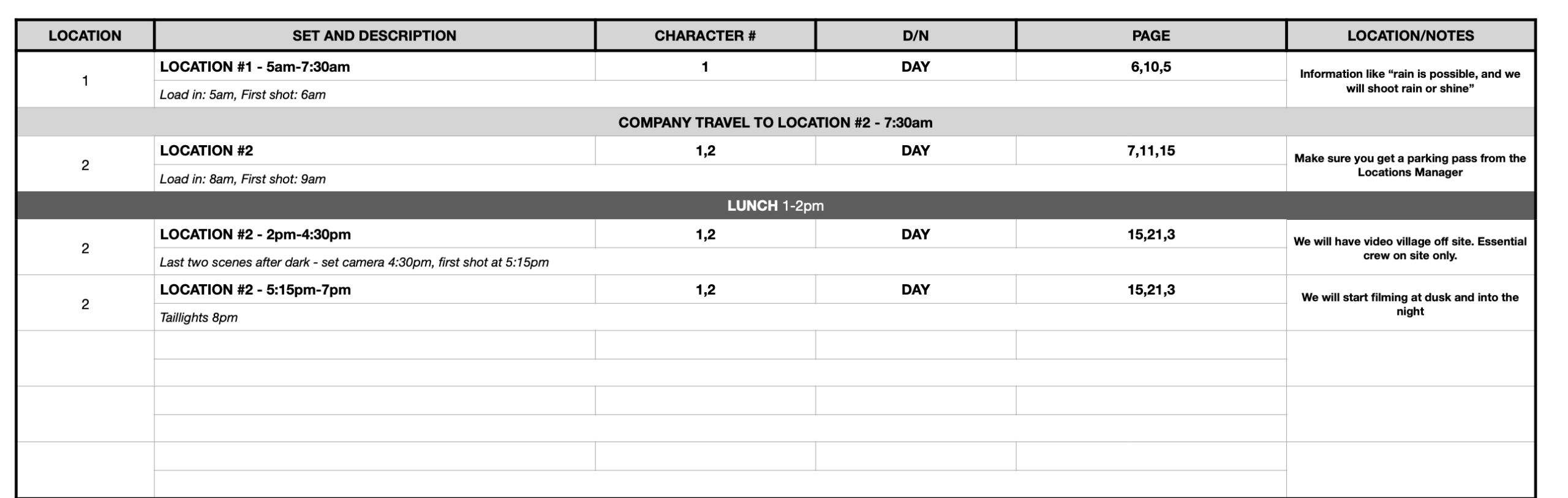 How (And Why) To Use A Call Sheet Template With Film Call Sheet Template Word