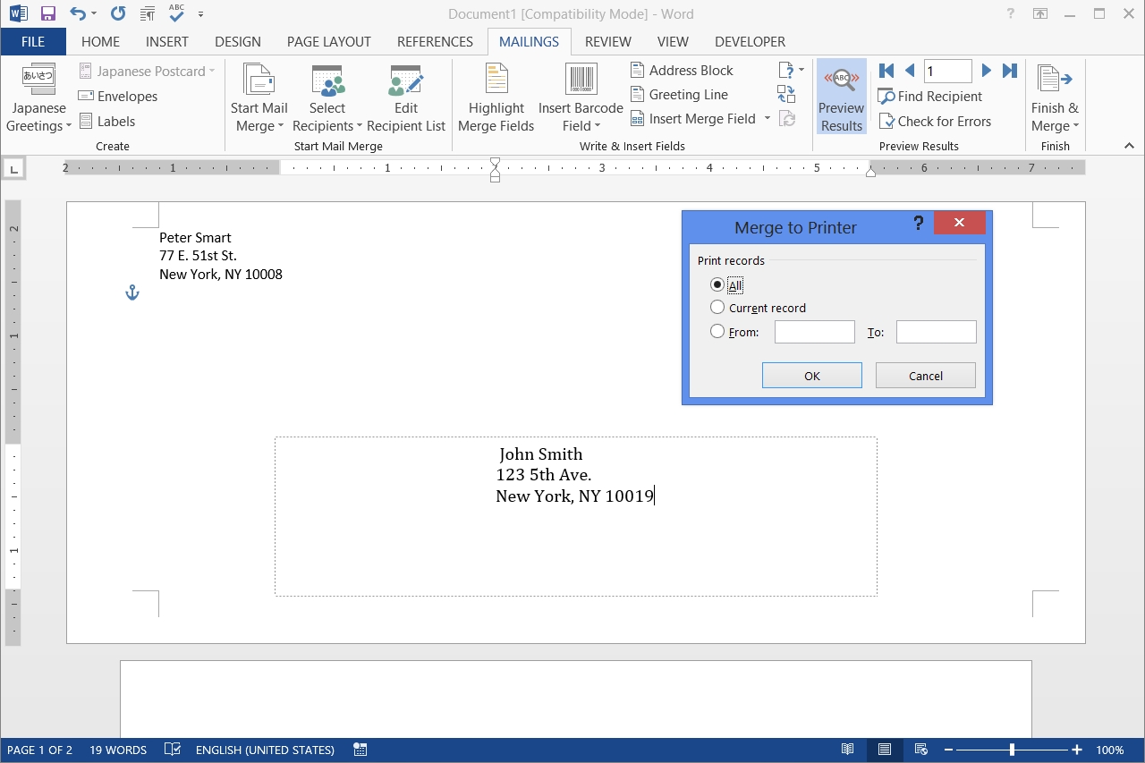 How To Print Envelopes Using Word From Data In Excel | Techwalla For Word 2013 Envelope Template