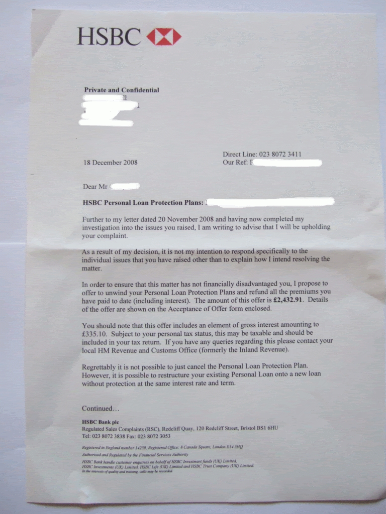 Hsbc Ppi Refund Offer Letter Frontp.gif Gif By Urbancolour | Photobucket Regarding Ppi Claim Letter Template For Credit Card