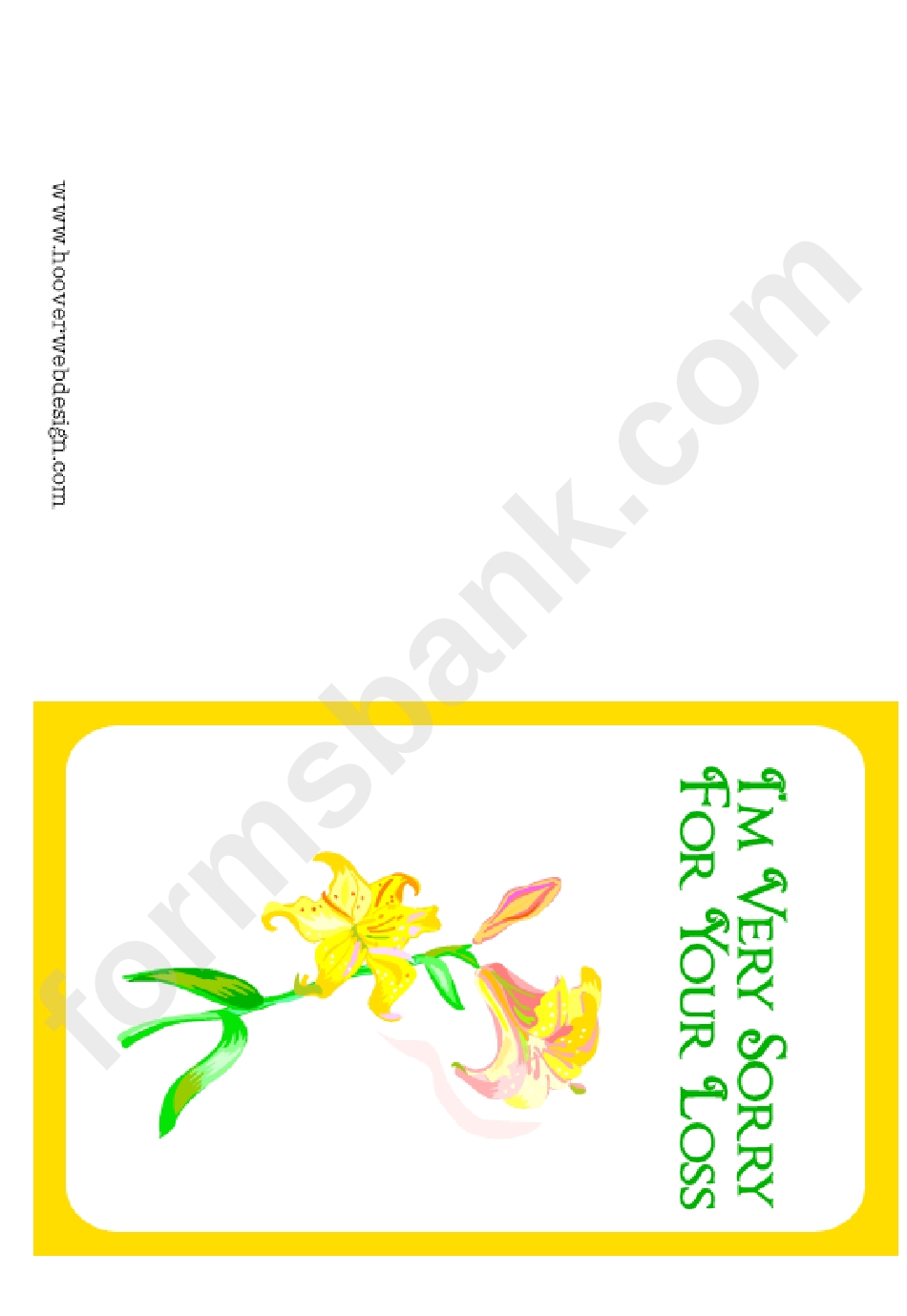 I'M Very Sorry For Your Loss Yellow Lily Sympathy Greeting Card Intended For Sorry Card Template