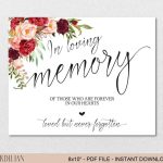 In Loving Memory Wedding Sign Printeble Template Memorial – Etsy In In Memory Cards Templates