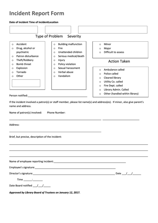 Incident Report Form Printable Pdf Download Intended For Serious Incident Report Template