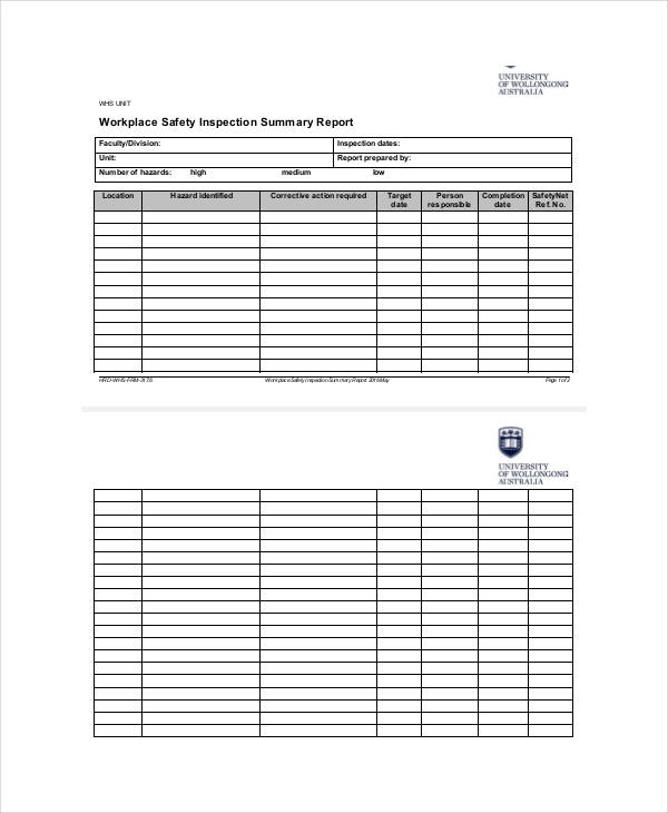 Inspection Report Examples - 50+ In Pdf | Ms Word | Pages | Google Docs Pertaining To Monthly Health And Safety Report Template