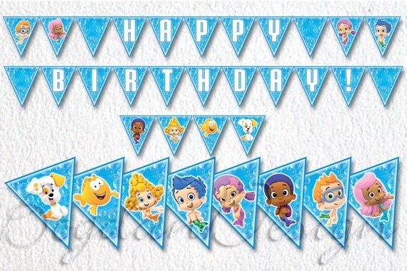 Instant Download Bubble Guppies Banner Printable By Bogdandesign With Regard To Bubble Guppies Birthday Banner Template