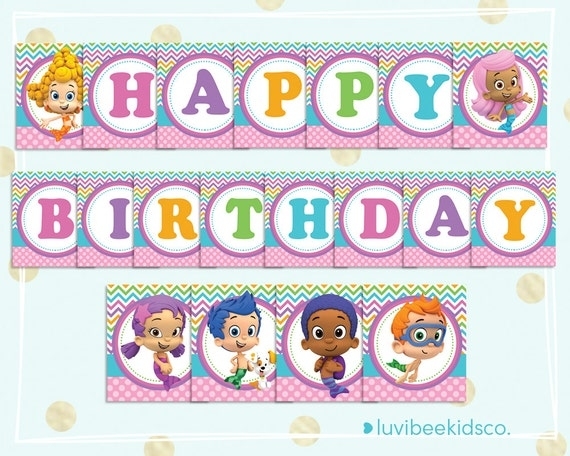 Instant Download Printable Bubble Guppies Happy By Luvibeekidsco pertaining to Bubble Guppies Birthday Banner Template
