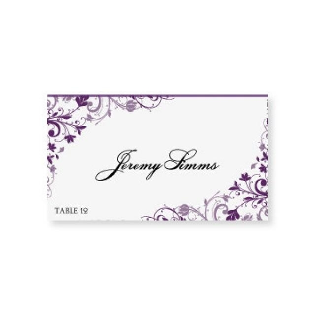 Instant Download – Wedding Place Card Template – Chic Bouquet (Plum With Ms Word Place Card Template