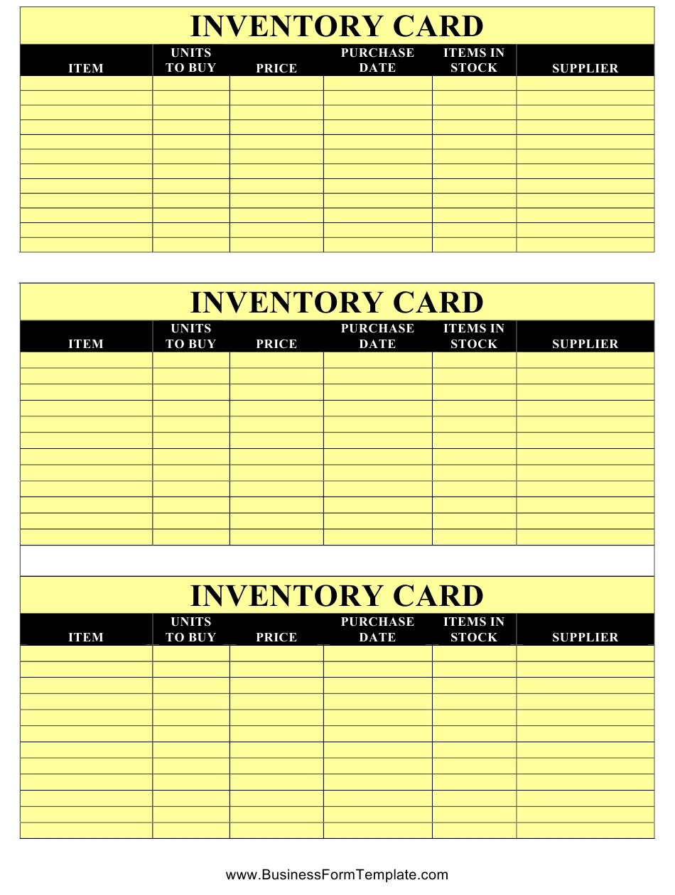 Inventory Card Template – Black And Yellow Download Printable Pdf Intended For Bin Card Template