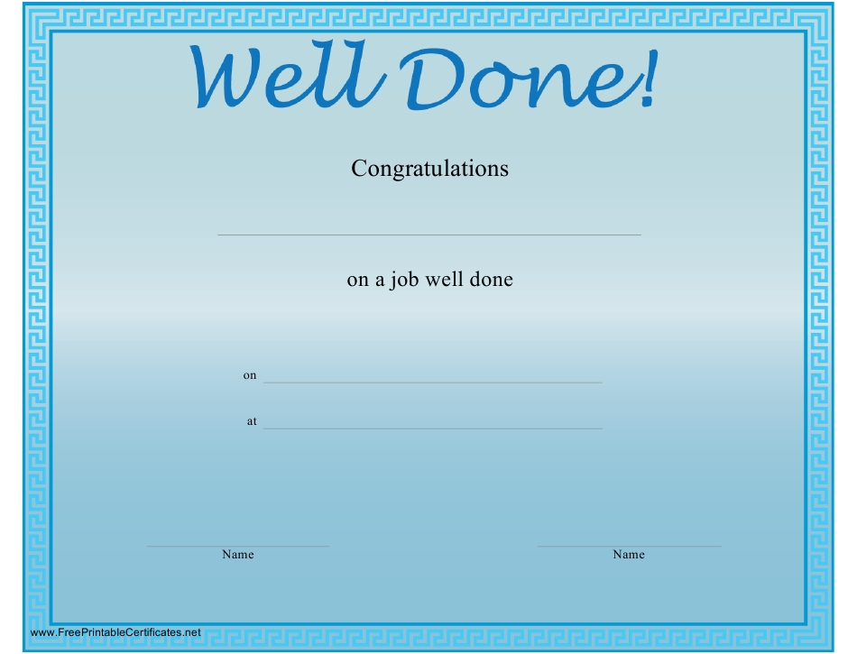 Job Well Done Certificate Template Download Printable Pdf | Templateroller With Good Job Certificate Template