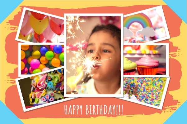 Kids Birthday Collage Greeting Card | Greeting Card Template Inside Birthday Card Collage Template