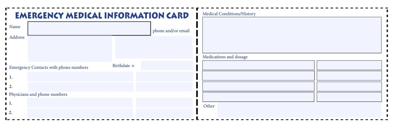 Kids Life Pretend: Emergency Medical Card With Regard To Med Cards Template
