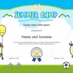 "Kids Summer Camp Certificate Document Template With Hand Drawing Throughout Summer Camp Certificate Template