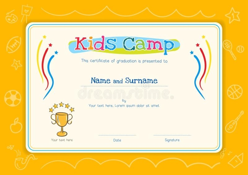 Kids Summer Camp Certificate Template Stock Illustrations – 161 Kids Pertaining To Summer Camp Certificate Template