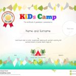 Kids Summer Camp Diploma Or Certificate Template Award Ribbon An Stock Inside Summer Camp Certificate Template