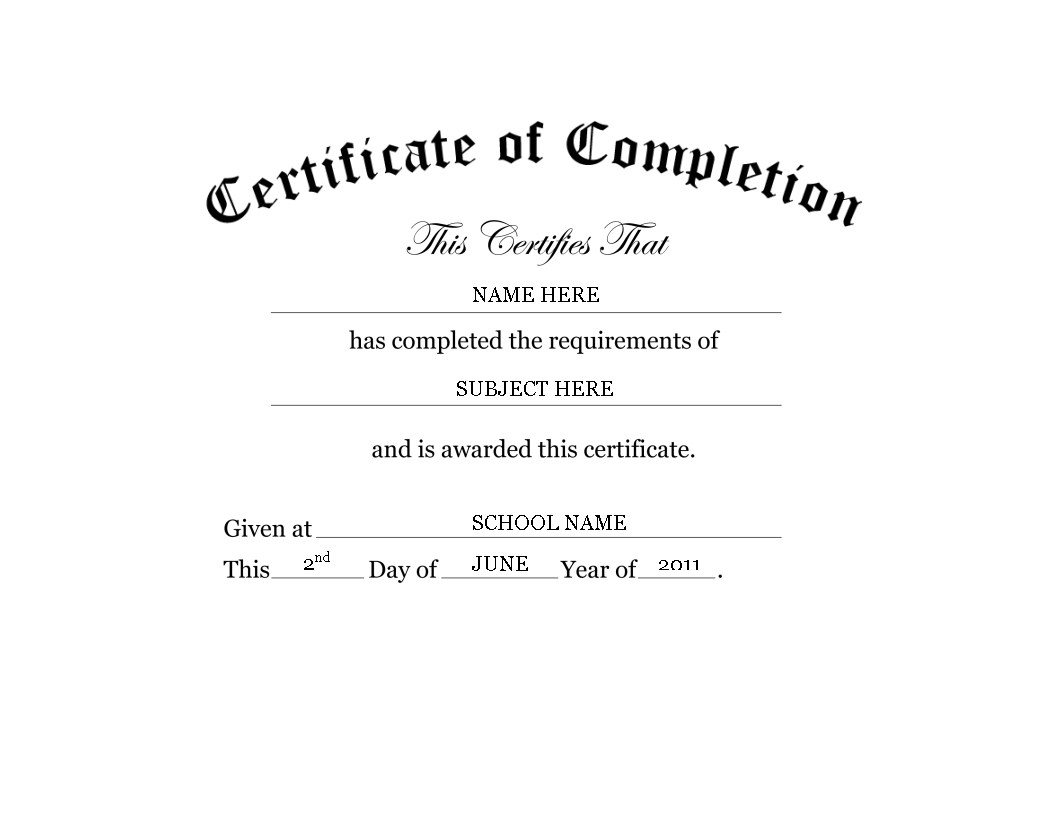 Kindergarten Preschool Certificate Of Completion Word | Templates At Inside Free Certificate Of Completion Template Word