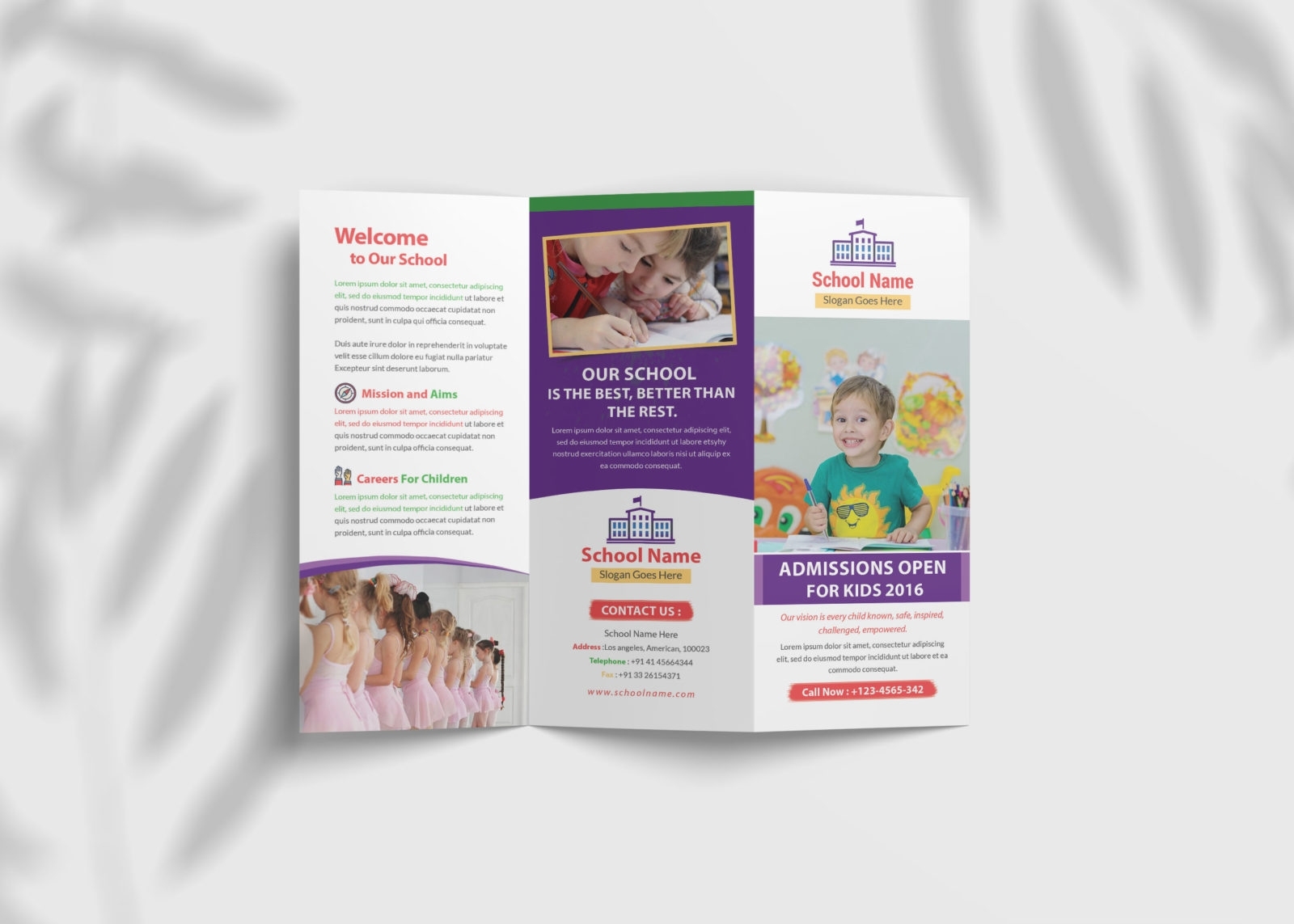 Kindergarten School Tri Fold Brochure Design Template - 99Effects With Tri Fold School Brochure Template