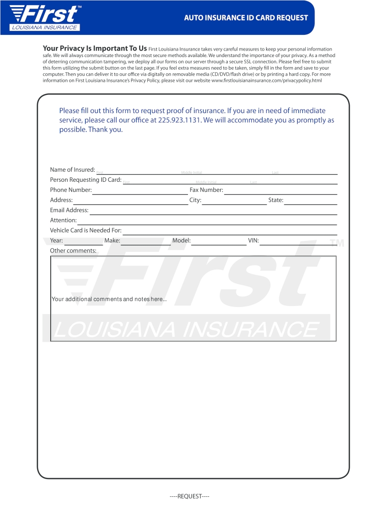 La Auto Insurance Id Card Request – Fill And Sign Printable Template In Auto Insurance Id Card Template